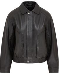 Infinity Leather - Leather Biker Bomber Oversized Jacket - Lyst