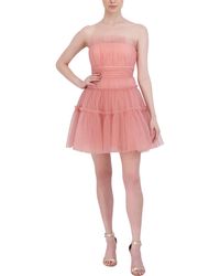 BCBGMAXAZRIA - Strapless Tulle Mini Dress - Lyst