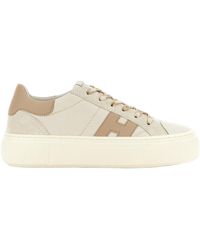 Hogan - Ecru Leather And Suede Sneakers With Memory Foam Insole - Lyst