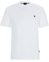 BOSS - Mercerized-Cotton T-Shirt With Double B Monogram - Lyst