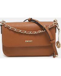 DKNY - Leather Bryant Flap Crossbody Bag - Lyst