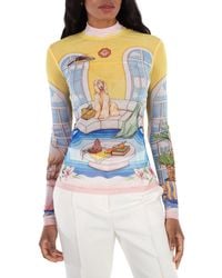 CASABLANCA - Illustration-Style Print Mesh Top - Lyst