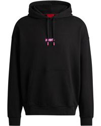 HUGO - Cotton-terry Oversize-fit Hoodie With Seasonal Logos - Lyst