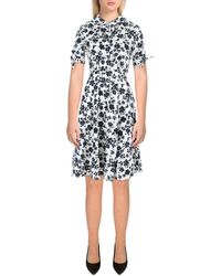 Calvin Klein - Petites Floral Print Knee-length Shirtdress - Lyst