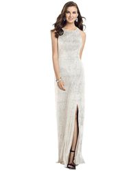 Dessy Collection - Sleeveless Scoop Neck Metallic Trumpet Gown - Lyst