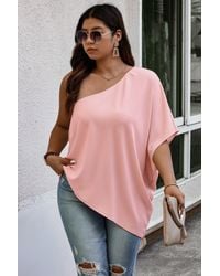 TRUEDAMES - Plus One Shoulder Solid Casual Loose Fit Shirt - Lyst