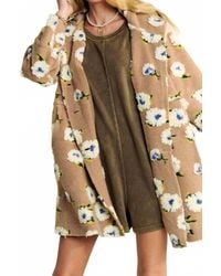 Davi & Dani - Floral Chunky Button Front Hoodie Jacket - Lyst