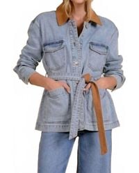 Elan - Tie Waist Contrast Collar Jacket - Lyst