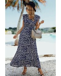 TRUEDAMES - Boho V Neck Wrap Ruffled A Line Long Dress - Lyst