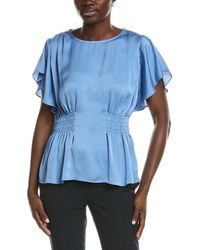 Anne Klein - Smocked Waist Flutter Sleeve Blouse - Lyst