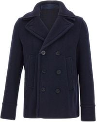Paul & Shark - Double-Breasted Wool Peacoat With Structured Silhouette - Lyst
