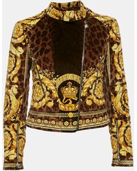 Versace - Barocco Print Velvet Quilted Jacket - Lyst