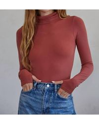 By Together - Knit Seamless Turtle Neck Long Sleeve Bodysuit - Lyst