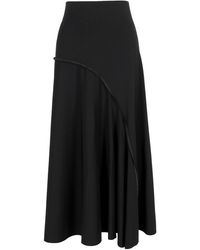 The Row - Chouli Paneled Stretch-Crepe Midi Skirt - Lyst