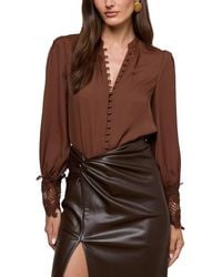 L'Agence - Ava Lace Cuff Blouse - Lyst