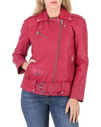Michael Kors - Ladies Crinkled Leather Moto Jacket - Lyst