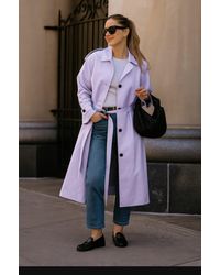 TRUEDAMES - Solid Long Sleeve Trench Coat - Lyst