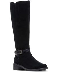 Clarks - Maye Aster Suede Buckle Knee-high Boots - Lyst