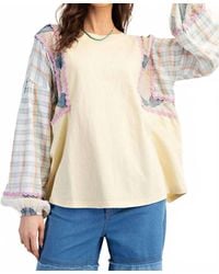 Easel - Dijon Mix Print Top - Lyst
