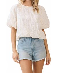 TCEC - Eyelet Bubble Sleeve Top - Lyst