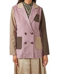 Mystree - Mixed Plaid Double Breast Jacket - Lyst
