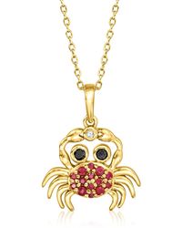 Ross-Simons - Ruby And . Black Spinel Crab Pendant Necklace With Diamond Accent - Lyst