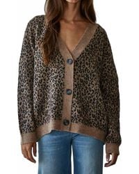 By Together - Knit V-Neck Animal Print Sweater Cardigan - Lyst