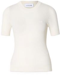 Lacoste - Short Sleeve Ribbed Knit Top - Lyst