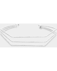 Fashnzfab - Angled Split Metal Cuff Bracelet Rhodium - Lyst