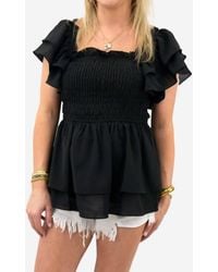 Bibi - Layered Ruffle Sleeve Smocked Top - Lyst