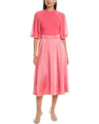 Ted Baker - Puff Sleeve Fitted Bodice Midi Dress - Lyst