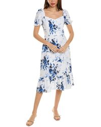 Ellen Tracy - Sweetheart Linen-blend Midi Dress - Lyst