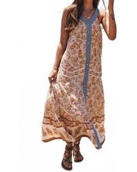 Davi & Dani - Floral Border V Neck Maxi Dress -Plus - Lyst