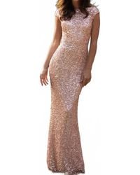 Primavera - Bateau Floor-Length Sequin Formal Evening Dress - Lyst