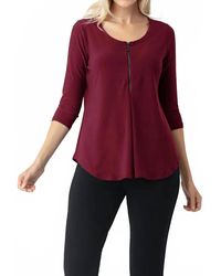 Sympli - 3/4 Sleeves Zest Henley Top - Lyst