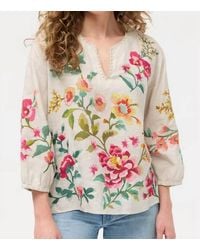Johnny Was - Split Neck Linen Blouse - Lyst