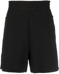 Moncler - Logo Trim Elastic Waist Cotton Bermuda Sweat Shorts - Lyst