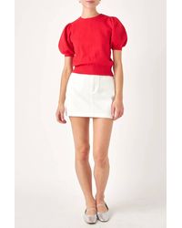 English Factory - Short Puff Sleeve Knit Top - Lyst