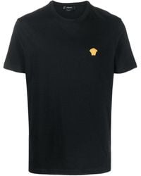 Versace - T-Shirt With Iconic Logo Embroidered On The Chest - Lyst