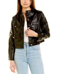 Kendall + Kylie Kendall + Kylie Vegan Leather Cropped Jacket - Black