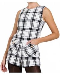Day + Moon - Sleeveless Round Neck Tweed Romper - Lyst
