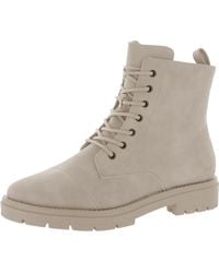 TOMS - Alaya Faux Leather Round Toe Combat & Lace-up Boots - Lyst