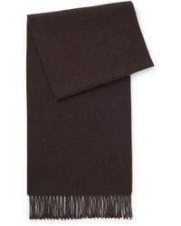 BOSS - Wool Scarf With Faux-Leather Logo Patch - Lyst