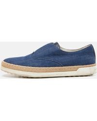 Tod's - Denim Francesina Slip On Espadrille Sneakers - Lyst
