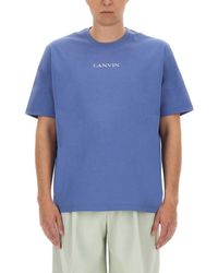 Lanvin - Relaxed Fit Cotton T-Shirt With Embroidered Logo - Lyst