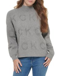 Calvin Klein - Cropped Monogram Mock Turtleneck Sweater - Lyst