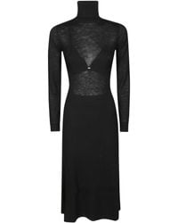 Elisabetta Franchi - Fitted Longuette Knit Dress With Boat Neckline - Lyst