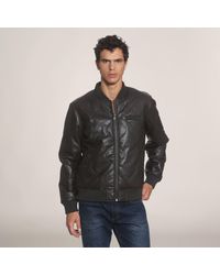 Members Only - Faux Leather Oval Quilted Bomber Jacket - Lyst