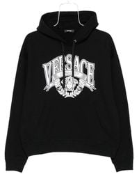 Versace - Graphic Print Hoodie With Drawstring And Kangaroo Pocket - Lyst
