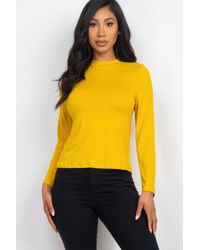 TRUEDAMES - Mock Neck Solid Long Sleeve Top - Lyst